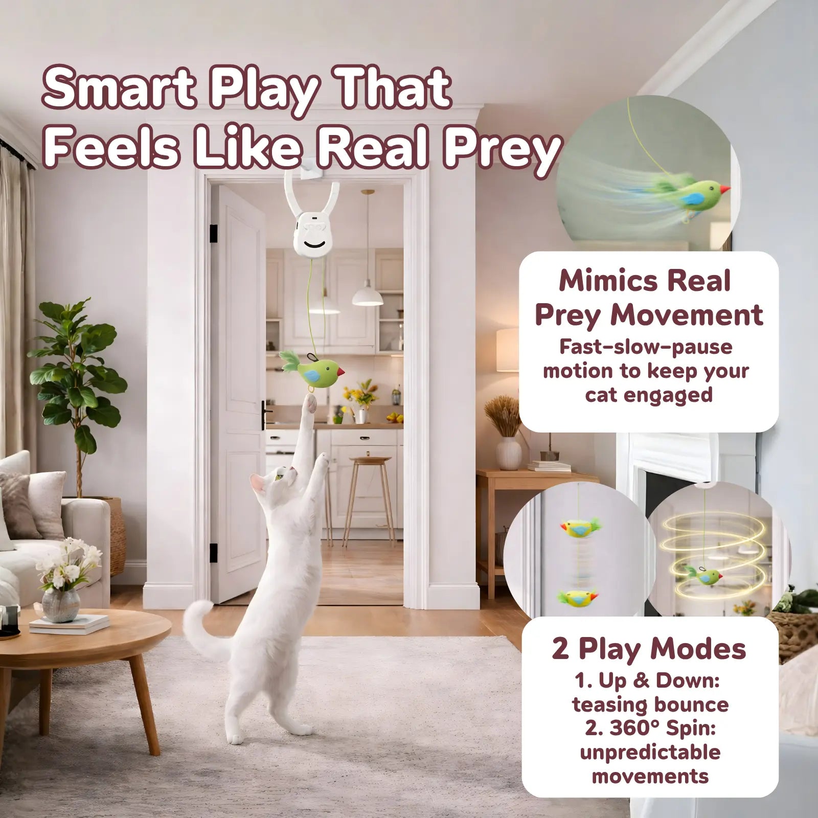 AIXINPET Electric Cat Teaser, Rechargeable Door-Mounted Interactive Cat Toy for Indoor Use Only, Two Fun Exercise Modes, Adjustable String Length, Multiple Accessories for Customization, Educational Cat Toy,Tiktokshopdealsforyoudays,Summerwins