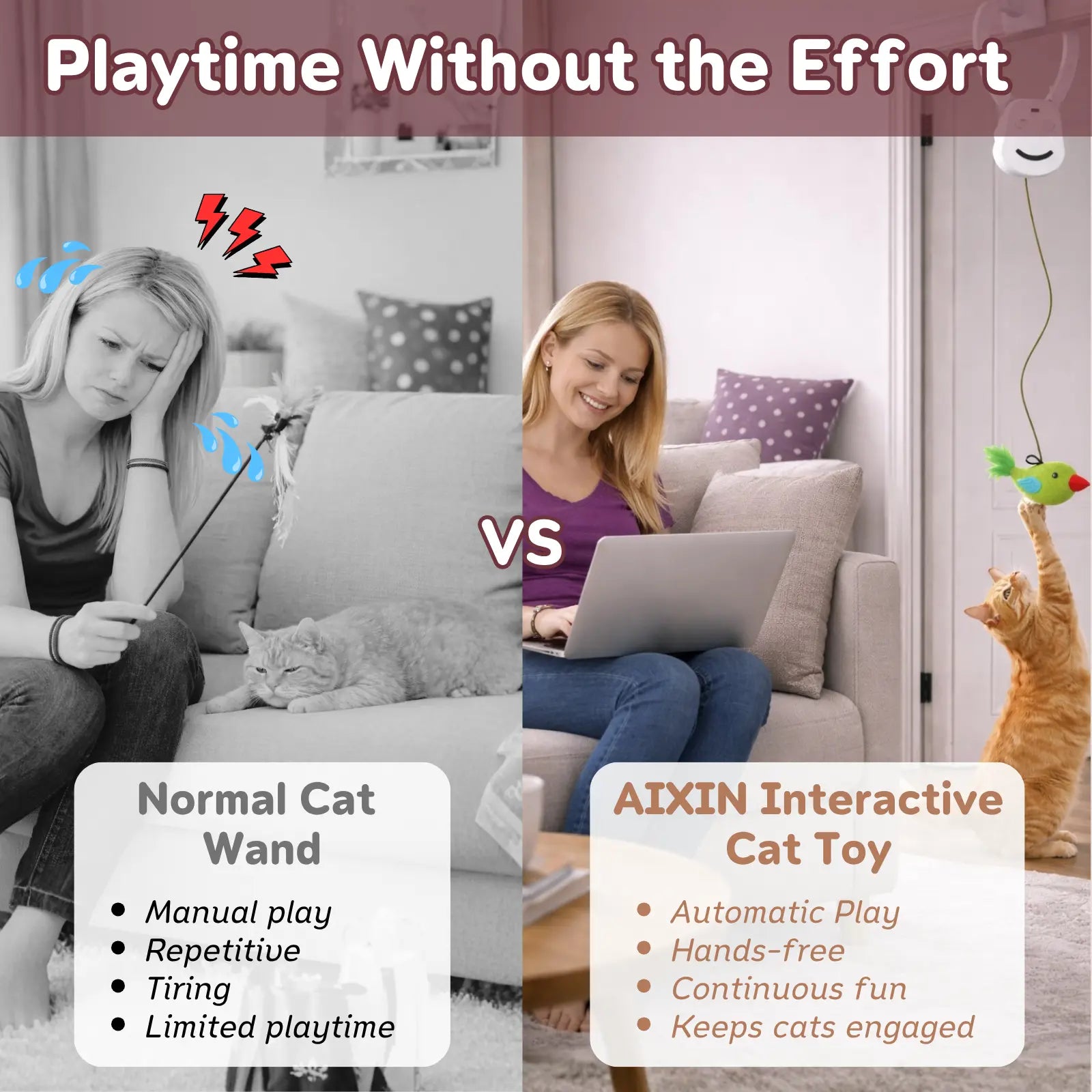AIXINPET Electric Cat Teaser, Rechargeable Door-Mounted Interactive Cat Toy for Indoor Use Only, Two Fun Exercise Modes, Adjustable String Length, Multiple Accessories for Customization, Educational Cat Toy,Tiktokshopdealsforyoudays,Summerwins